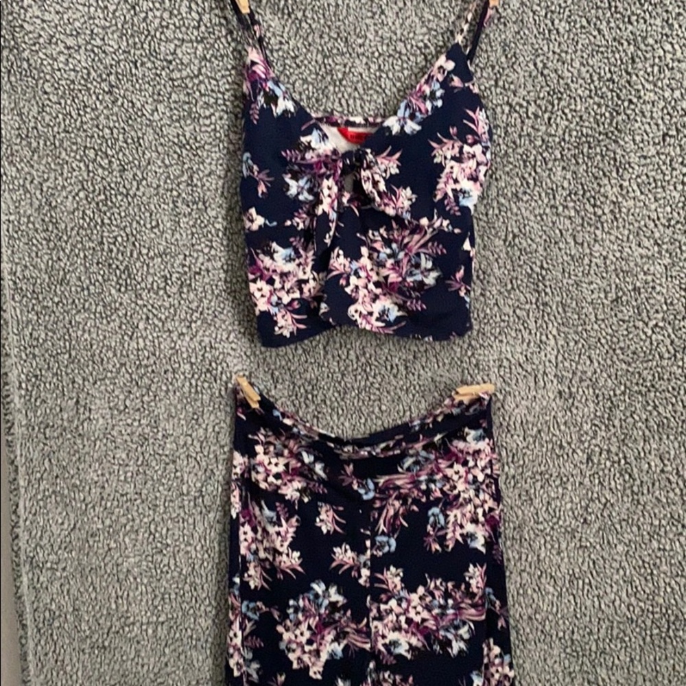 2 piece crop top and long pants